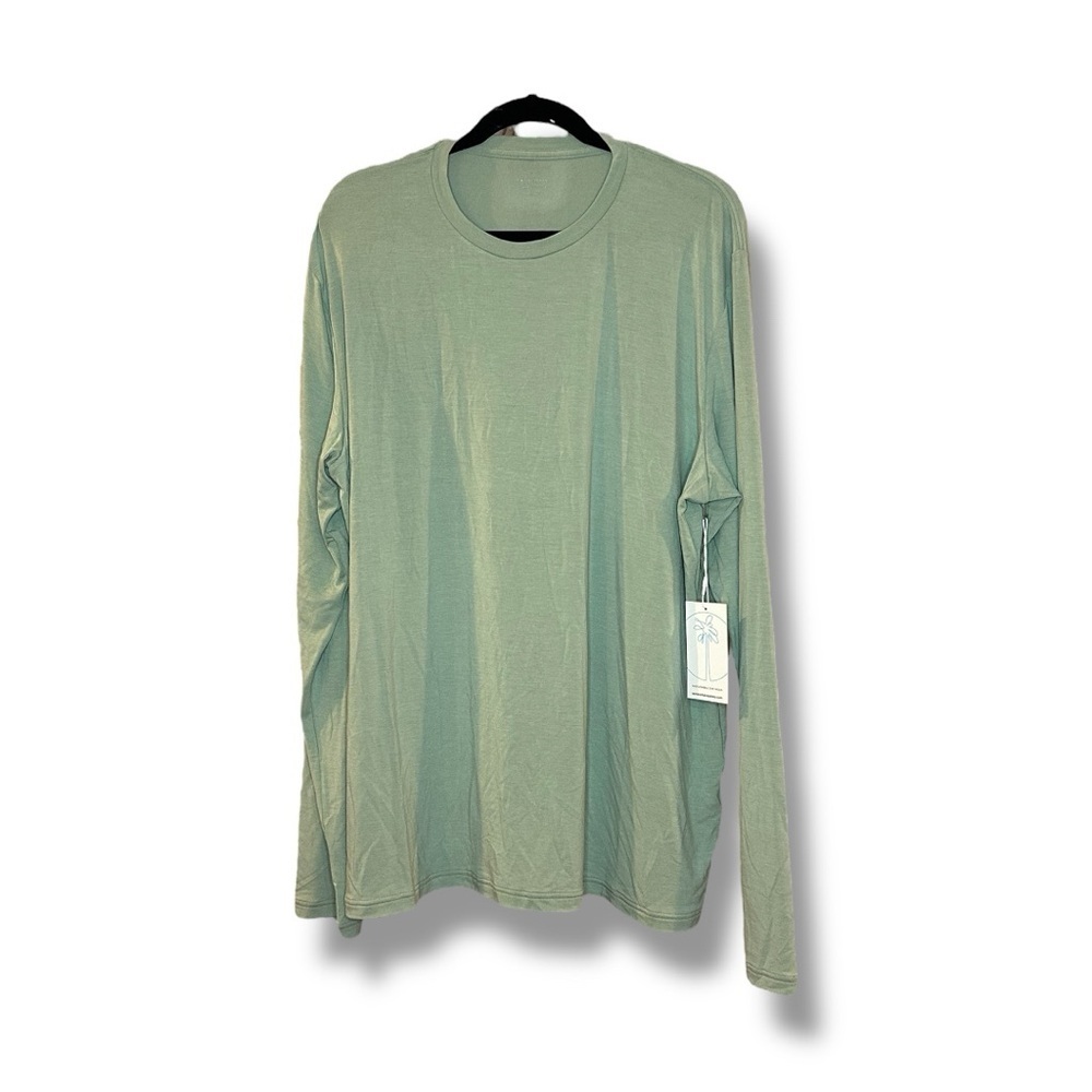 Somewhere Sunny Men's UPF 50+ Bamboo Everyday Long Sleeve in Eucalyptus - Picture 4 of 8